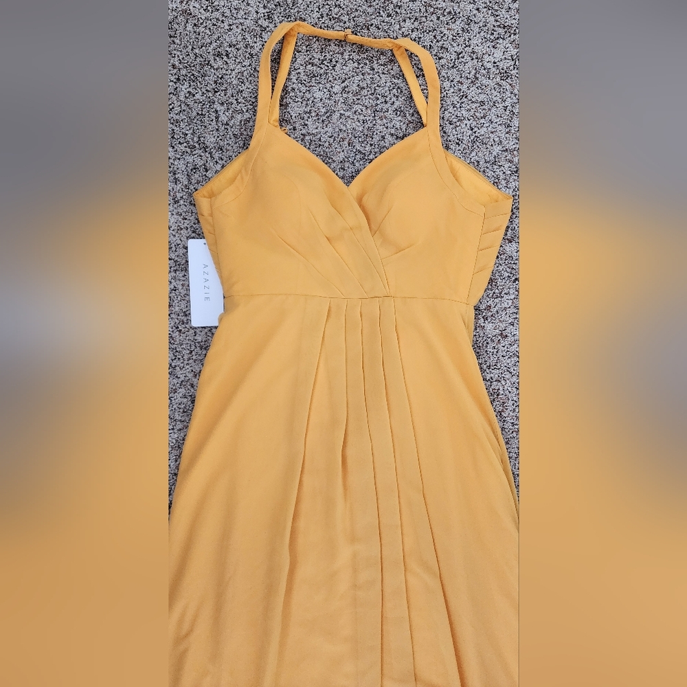 Zara Strapless Dress in Mustard Yellow